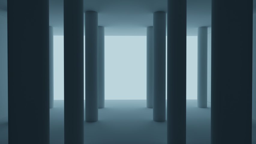 Pillars Extruding Upwards From The Ground In A Box In front Of A Light Wall